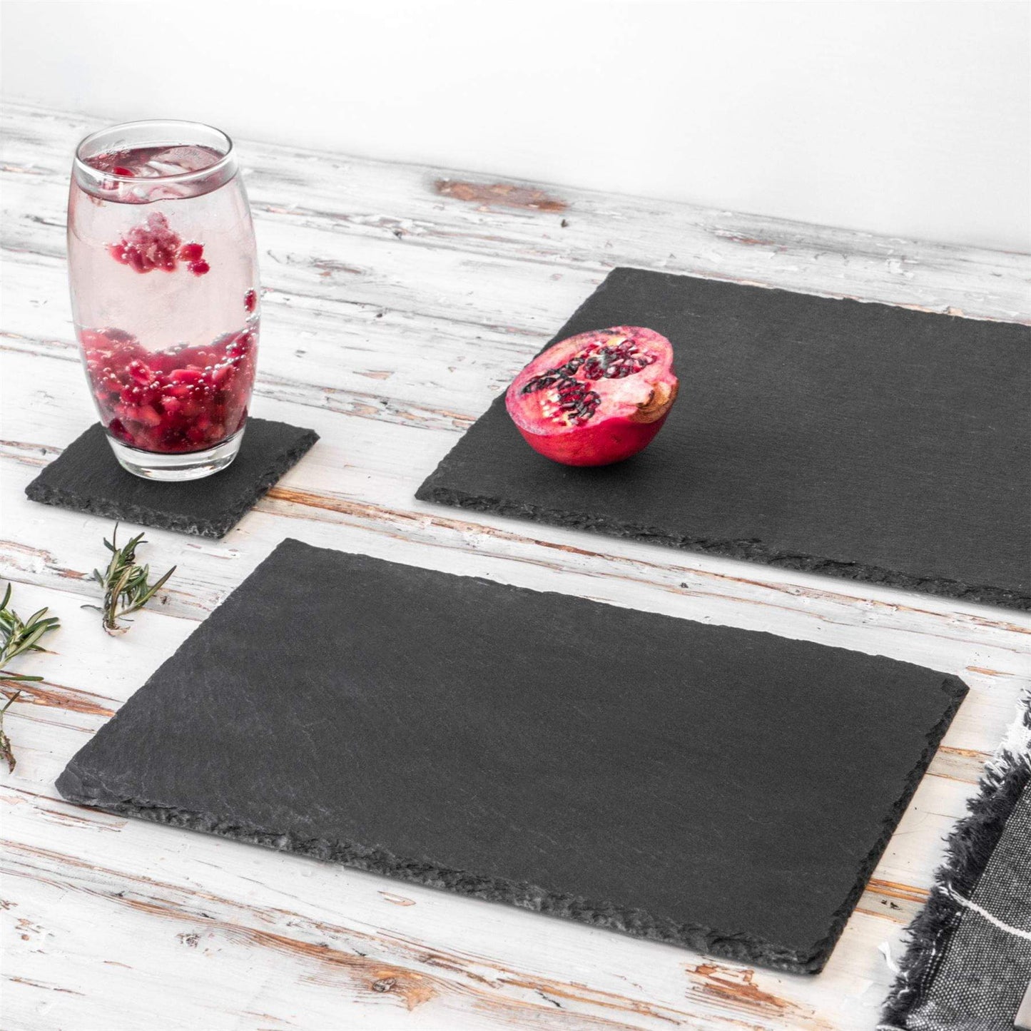 13pc Black Rectangle Slate Placemats Set