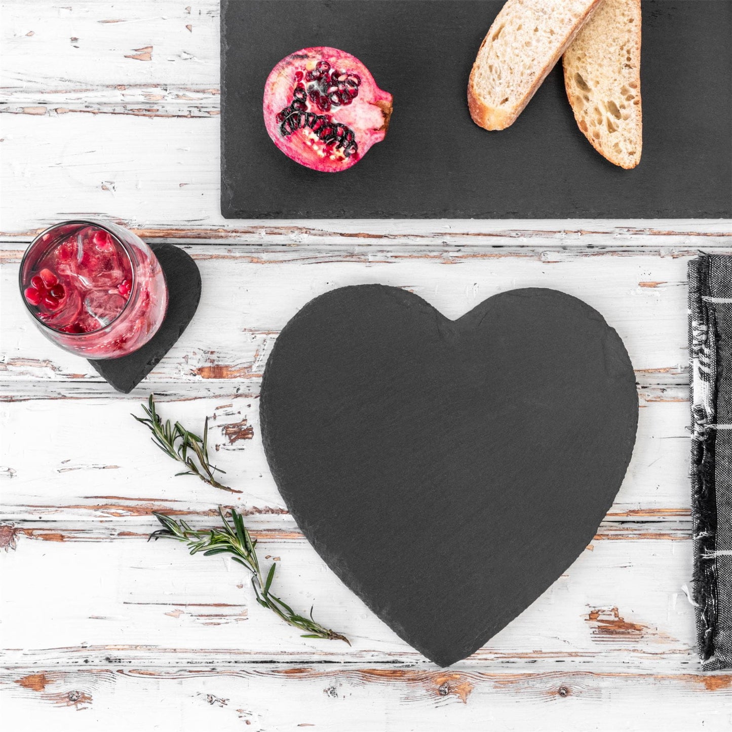 13pc Black Heart Slate Placemats Set