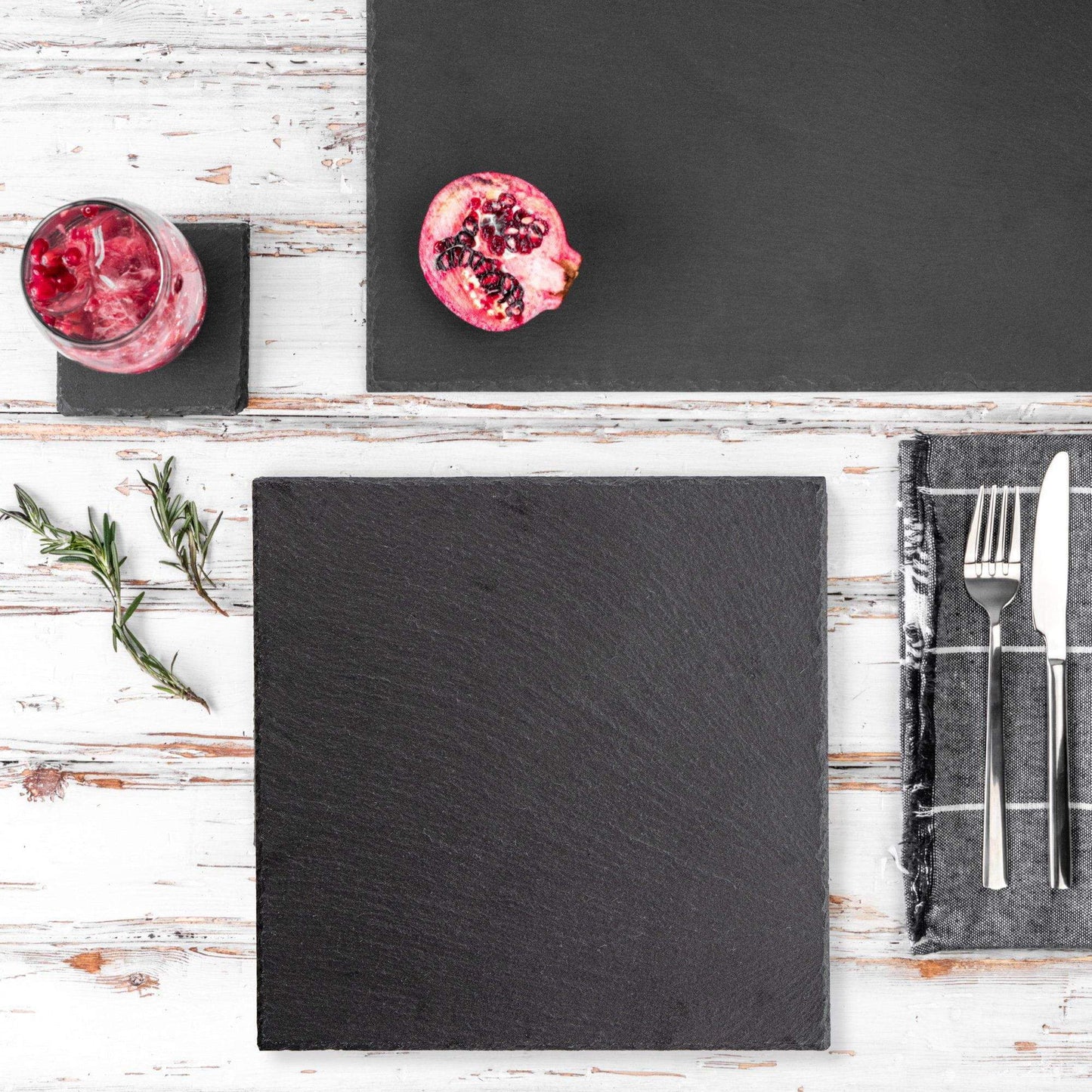 13pc Black Square Slate Placemats Set