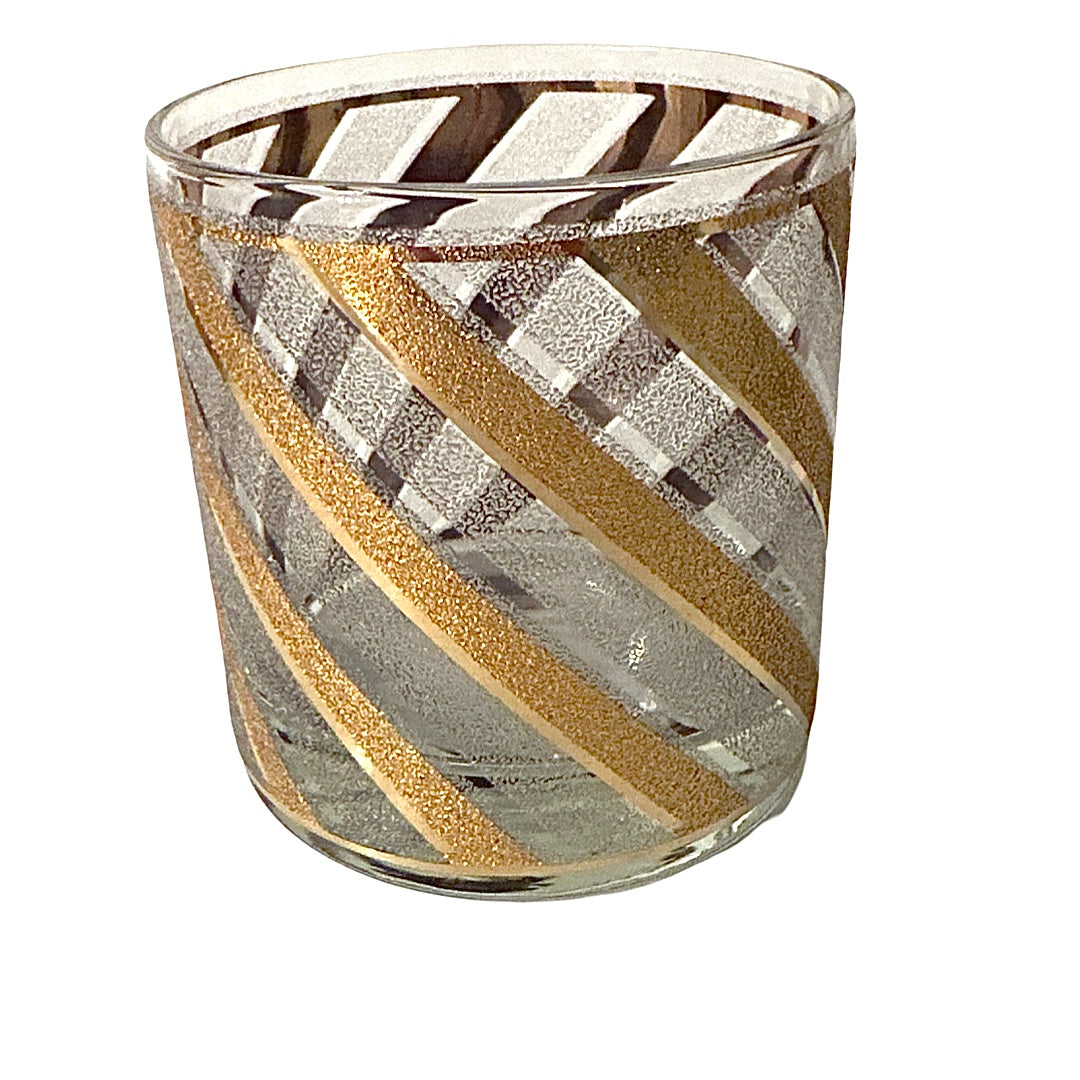 Culver Mid-Century Gold and Frosted Swirl Glasses (Set of 4)