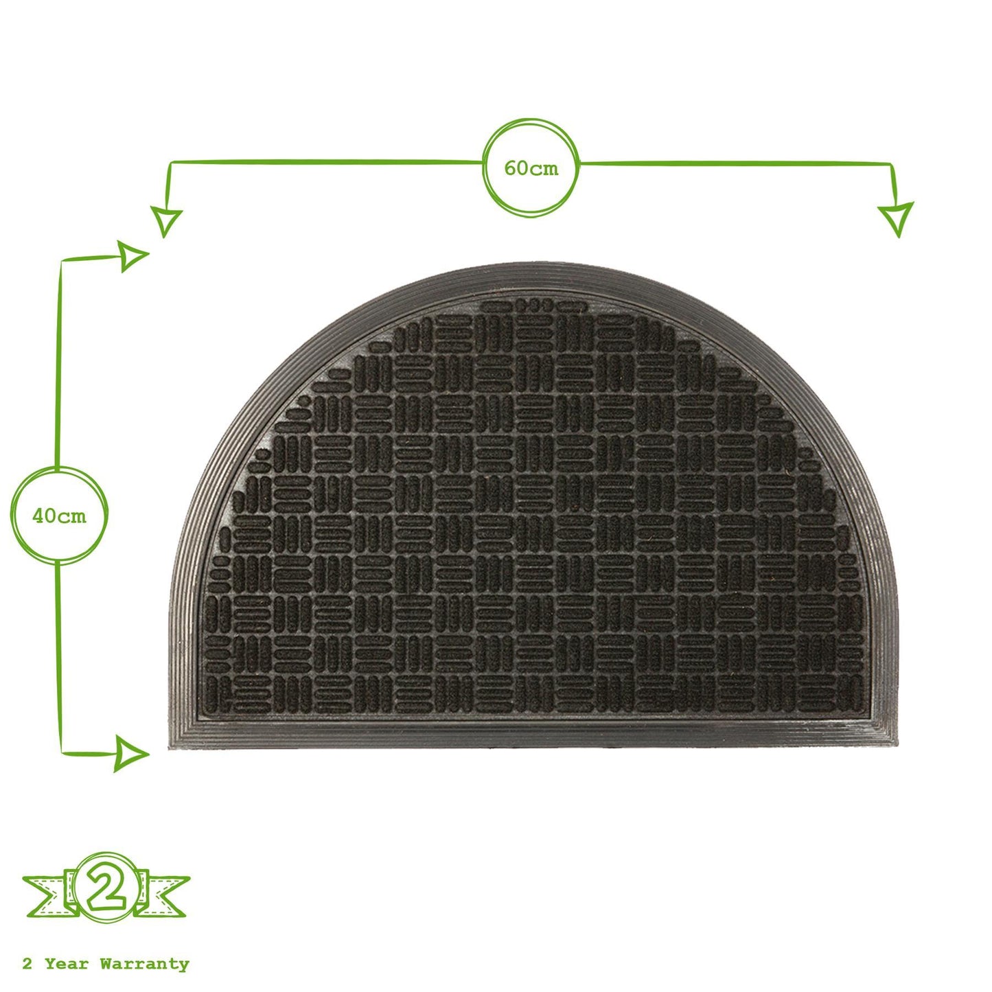 60cm x 40cm Black Heavy Duty Door Mat