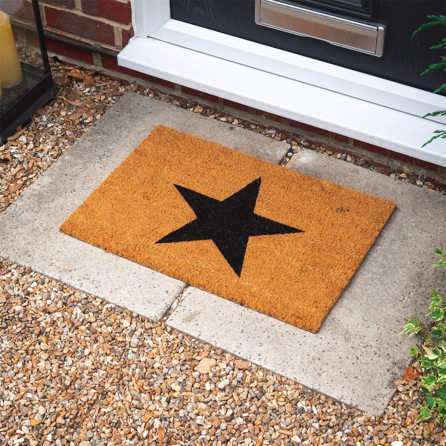 60cm x 40cm Black Star Coir Door Mat