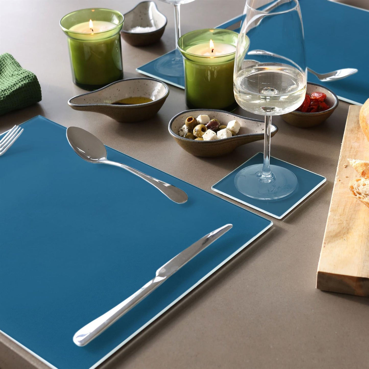 12pc 40cm x 30cm Glass Placemats & Coasters Set