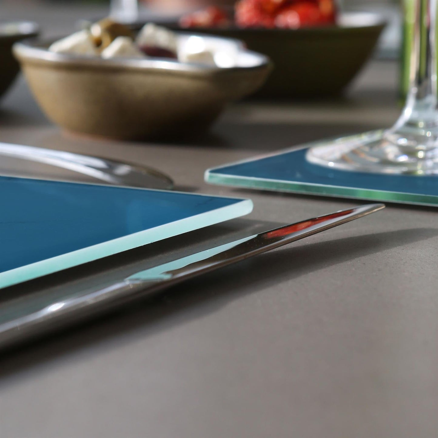 12pc 40cm x 30cm Glass Placemats & Coasters Set