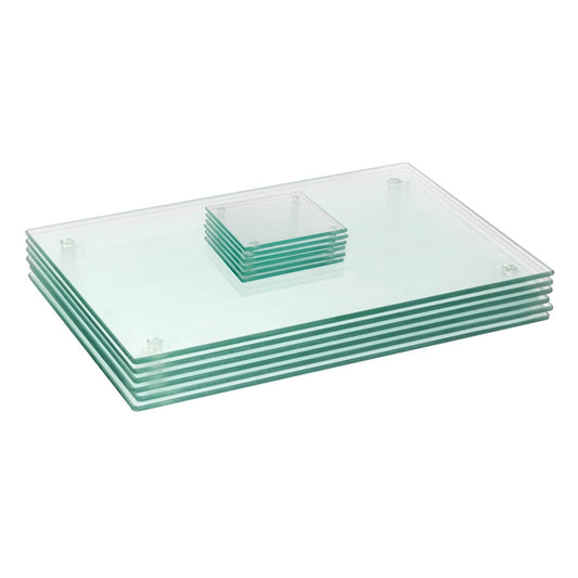 12pc 40cm x 30cm Glass Placemats & Coasters Set