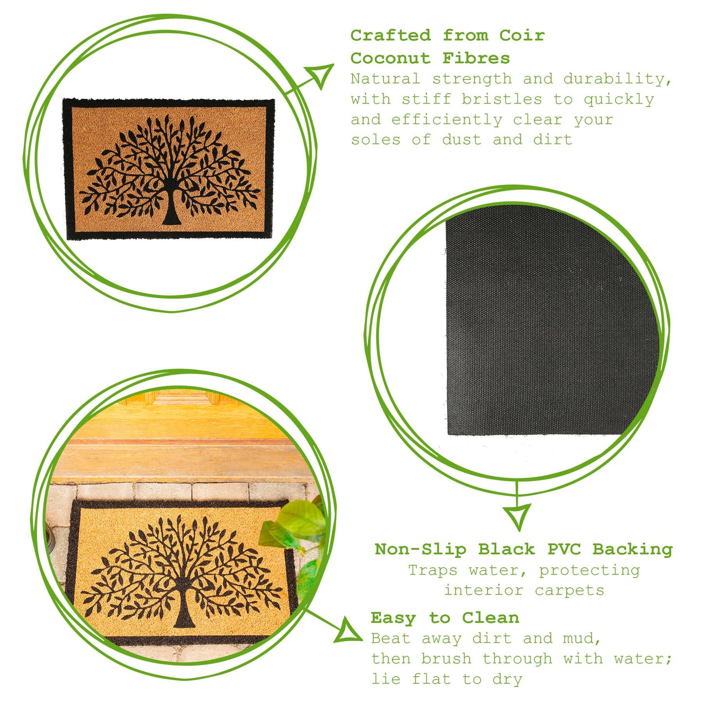 60cm x 40cm Tree of Life Coir Door Mat