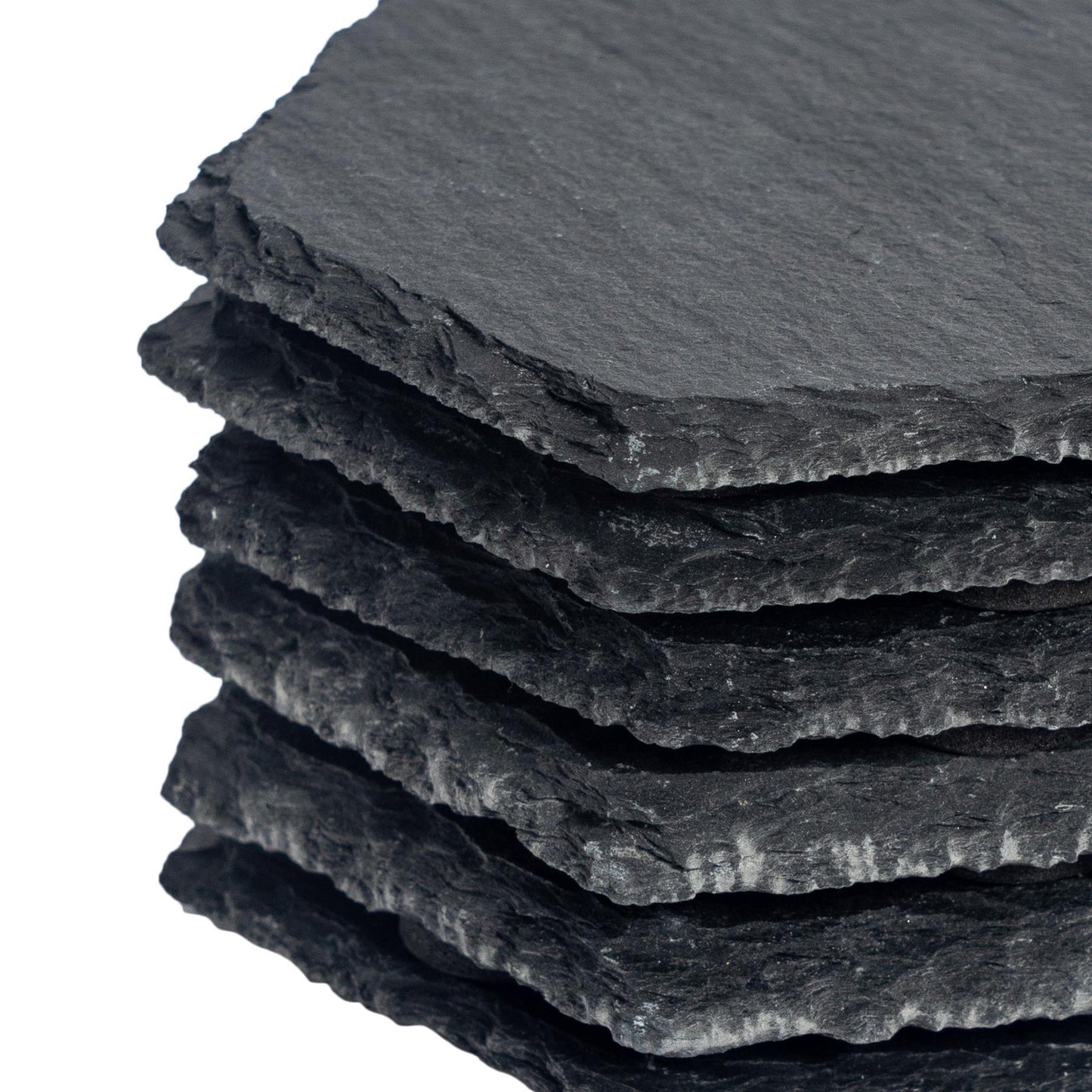 12pc Black Hexagon Slate Placemats & Coasters Set