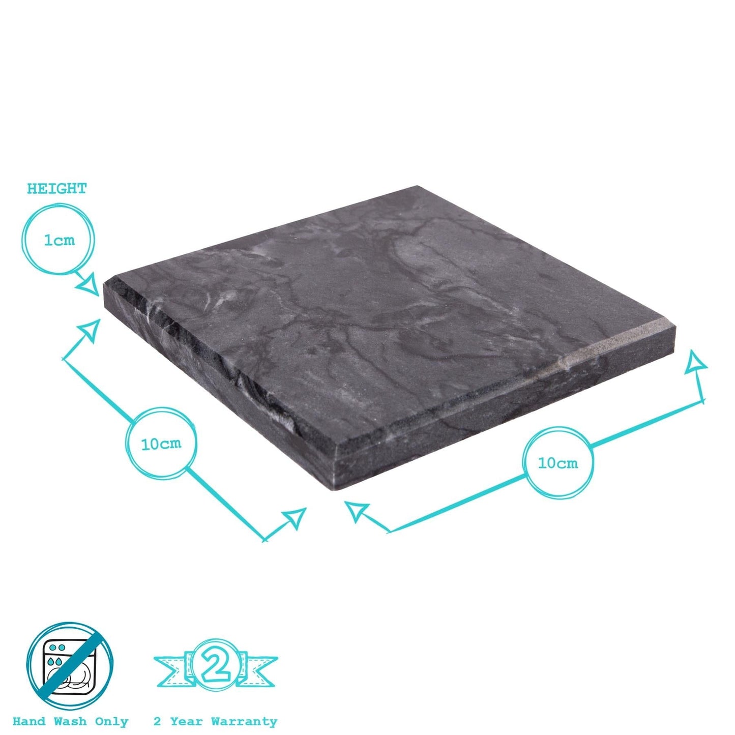 12pc Black Marble Placemats & Square Coasters Set