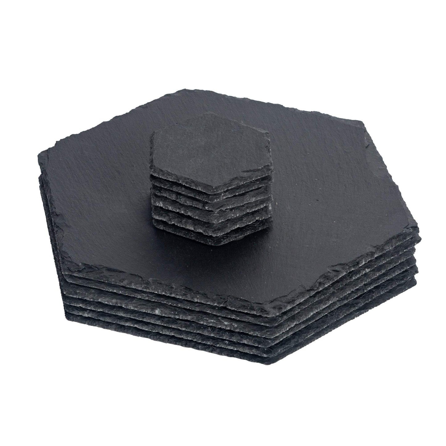 12pc Black Hexagon Slate Placemats & Coasters Set