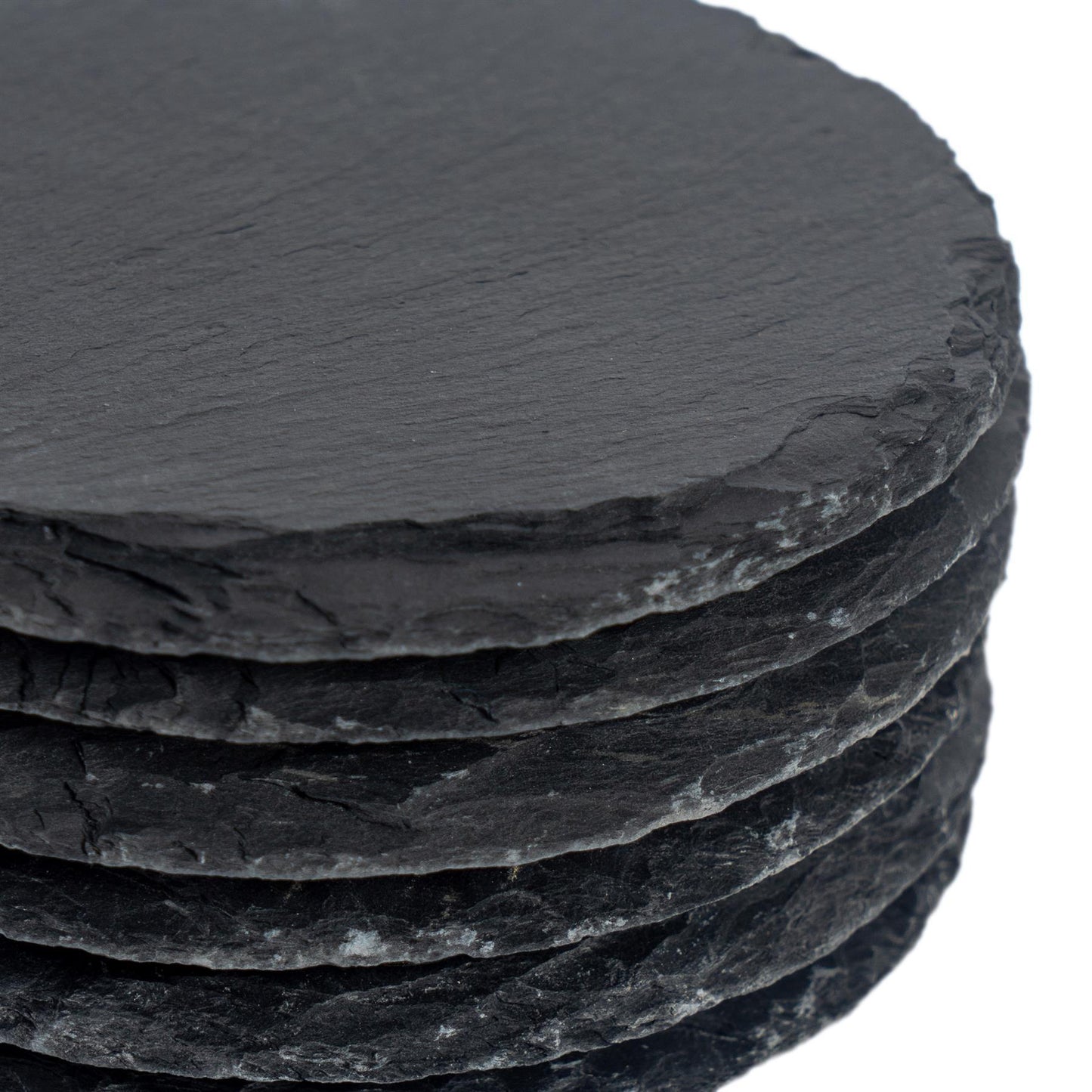 12pc Black Round Slate Placemats & Coasters Set