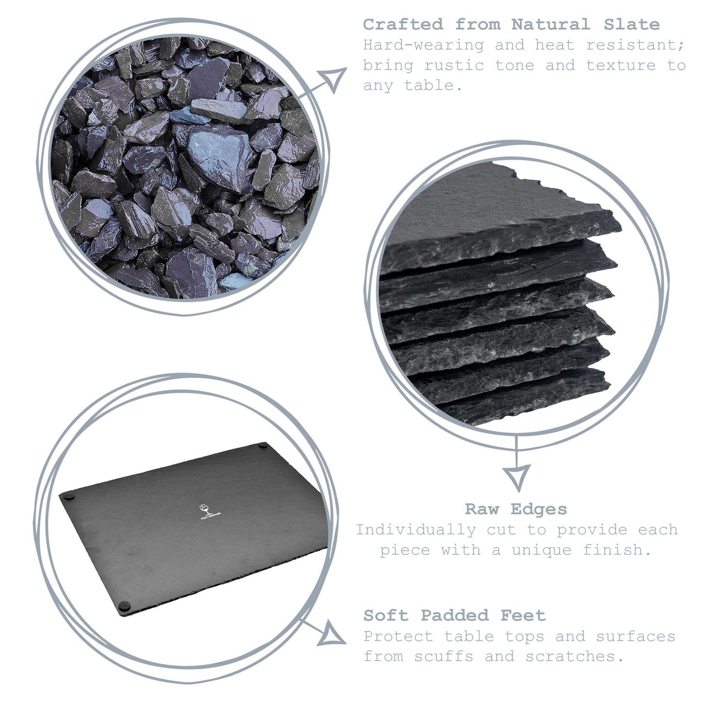 12pc Black Heart Slate Placemats & Coasters Set