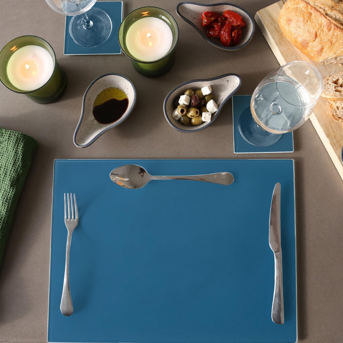 12pc 40cm x 30cm Glass Placemats & Coasters Set
